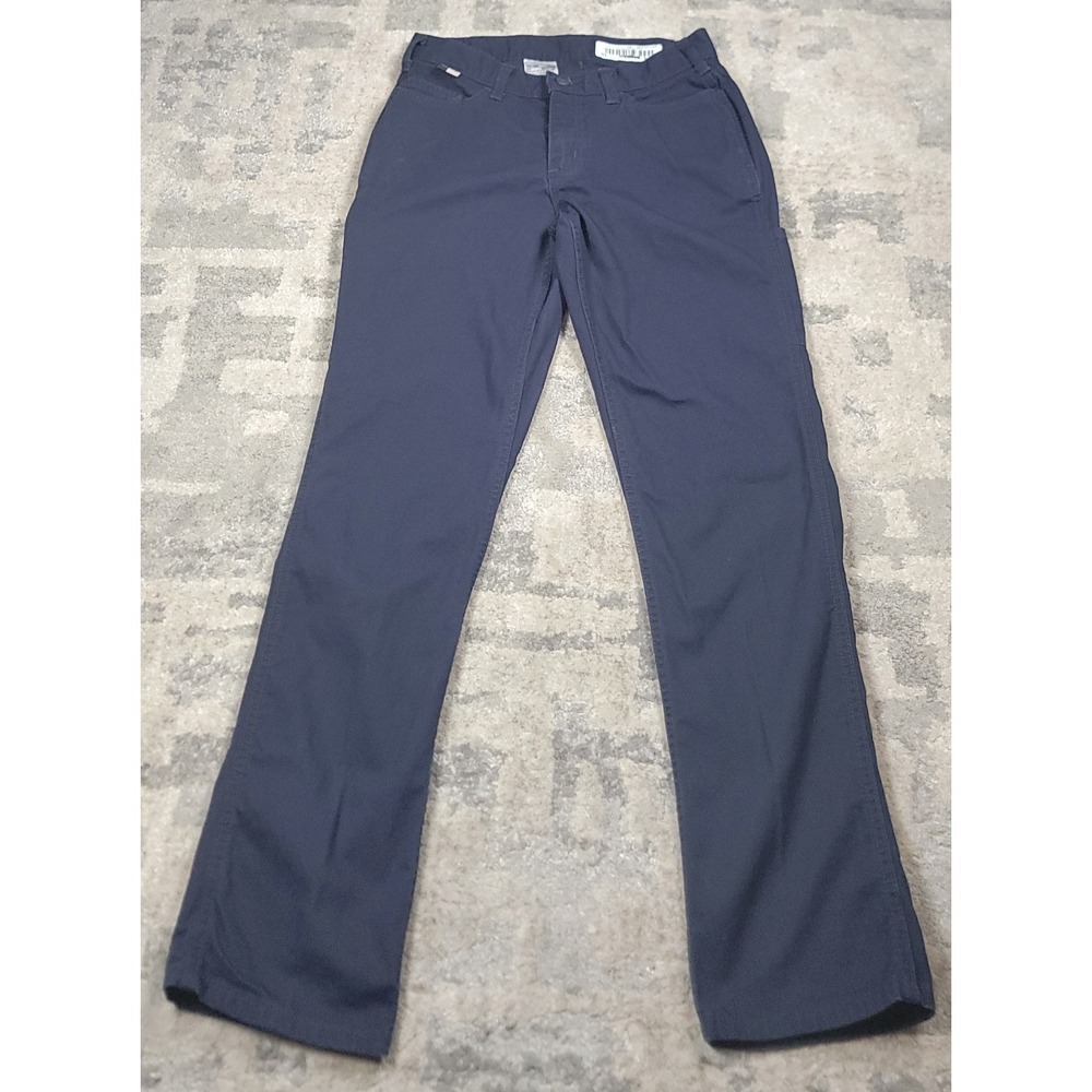 Carhartt Cat 2 Womens Navy Blue Flame Resistant Canvas Work Pants Sz 8 Reg 30x31